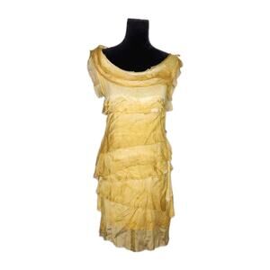 Allegra Silk Layered Dress Women's Yellow Sleeveless Fairy Whimsical One Size